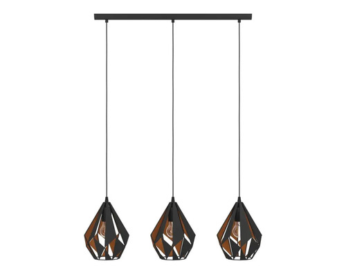 Lumină suspendată cu trei lămpi în design geometric