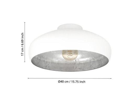 Lumină de plafon, diametru 40 centimetri, înălțime 17 centimetri