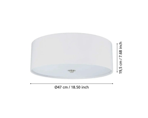 Lumină de plafon cu dimensiunile de 47 cm diametru și 19,5 cm înălțime