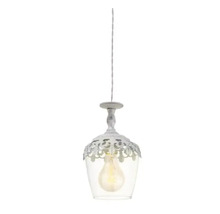 Lustr cu abajur de sticlă și element metalic decorativ
