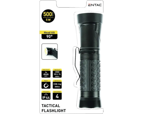 Lanternă tactică Entac cu 500 lumeni și putere de 5 wați