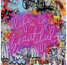 Tablou de perete cu graffiti și inscripția Life is Beautiful