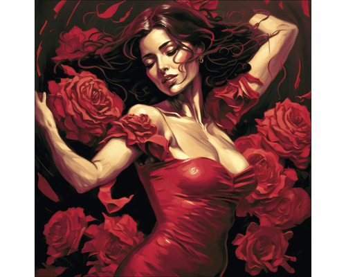 Tablou sticlă Dance with Roses 50x50 cm