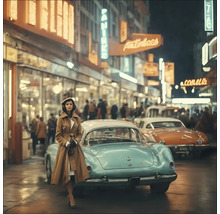 Tablou sticlă Vintage Car On The Street I 50x50 cm