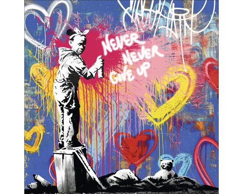 Tablou canvas Graffiti Never Give Up 27x27 cm