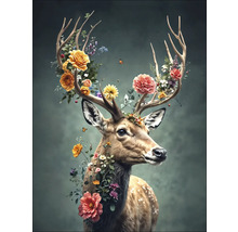 Tablou canvas Deer With Flowers III 57x77 cm