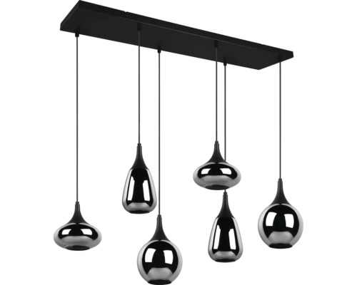 Lumină suspendată cu cinci abajururi în formă de picătură