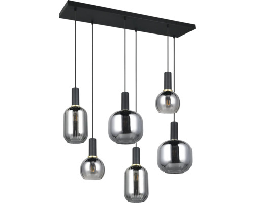 Lampa suspendată cu cinci lumini și abajururi din sticlă