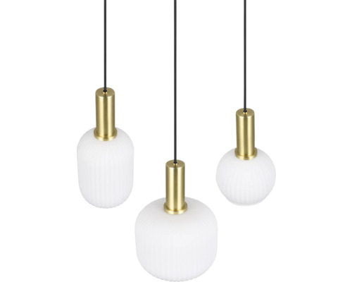 Trei lămpi suspendate cu abajur și suspensie