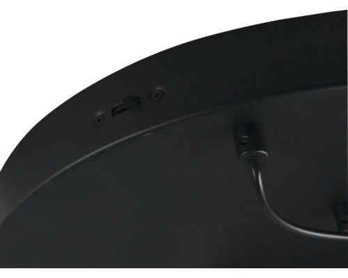 Imagine detaliată a unei lămpi de tavan rotunde cu întrerupător și fixare pentru cablu.