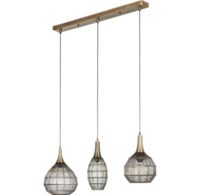 Lumină suspendată cu trei abajururi din plasă metalică