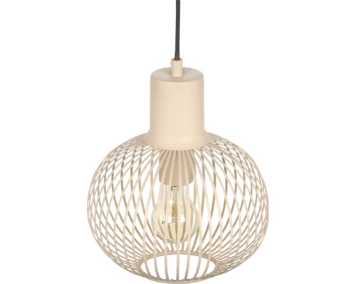 Lampa suspendată cu bază metalică și cadru sferic din sârmă