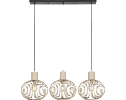 Lumină suspendată cu trei becuri și abajur metalic