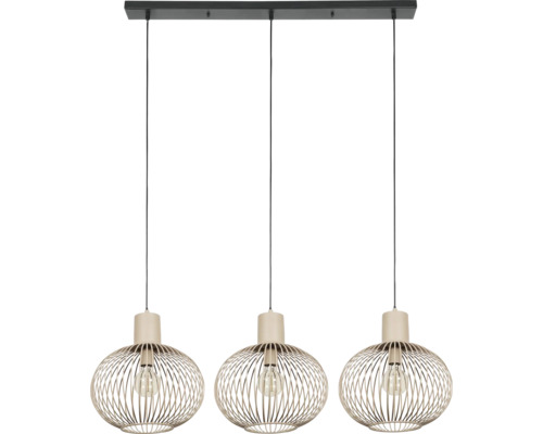 Lumină suspendată triplă cu abajururi sferice din sârmă metalică