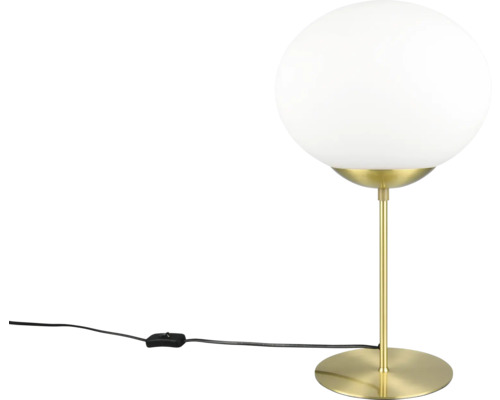 Lampă de masă cu abajur rotund și bază metalică