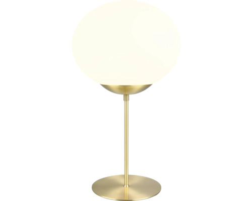 Lampă de masă cu abajur rotund pe un suport metalic