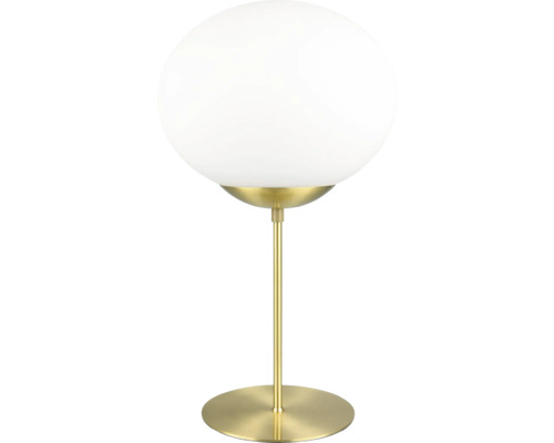 Lampă de masă cu abajur sferic și bază metalică