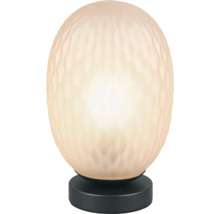 Lampă de masă decorativă cu abajur rotund și bază închisă la culoare