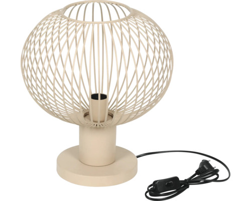 Lampă de masă cu abajur sferic din sârmă și bază rotundă