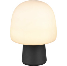 Lampă de masă în formă de ciupercă cu abajur deschis și bază închisă la culoare