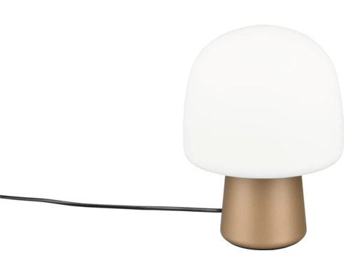 Lampă de masă cu abajur alb și bază bronzată