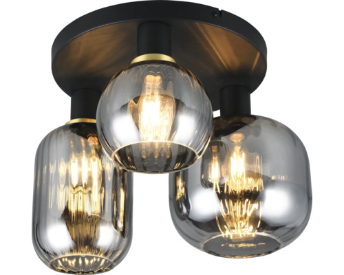 Plafonieră Diva E27 max. 3x10W, negru/fumuriu