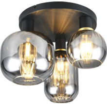 Lumină de plafon cu trei lumini și abajururi din sticlă