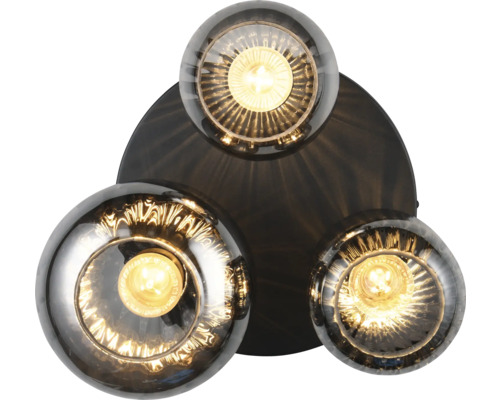 Lumină de plafon cu trei abajururi rotunde din sticlă