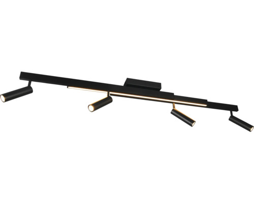 Șină de iluminat cu LED negru cu patru spoturi