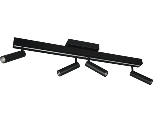 Lumină LED pe șină neagră cu cinci spoturi