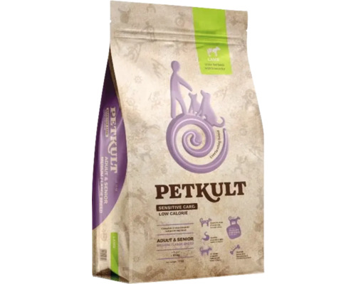 Hrană uscată pentru câini Petkult Sensitive Low Calories Adult & Senior Talie Medie/ Mare cu miel și orez 12 kg Mâncare pentru câini Petkult pentru câini sensibili, cu conținut scăzut de calorii