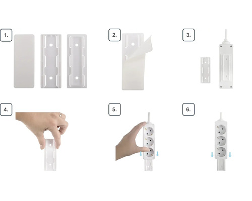 Instrucțiuni de montare a unei prize multiple cu benzi adezive