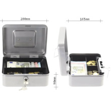 Caseta metalică deschisă pentru numerar, cu bancnote și monede