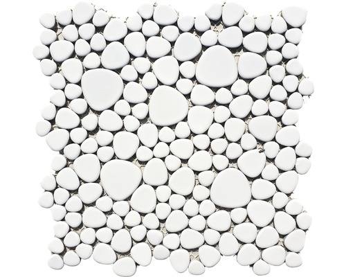 Mozaic piscină ceramic XKM 100N tip pietre alb uni 27,5x27,5 cm Covor mozaic cu pietre lucioase, de formă neregulată
