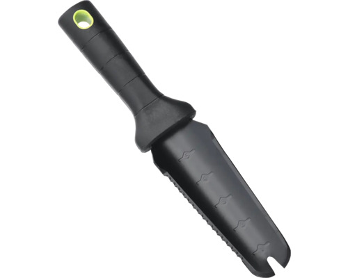 Unealtă de grădinărit cu scală de măsurare și margine zimțată