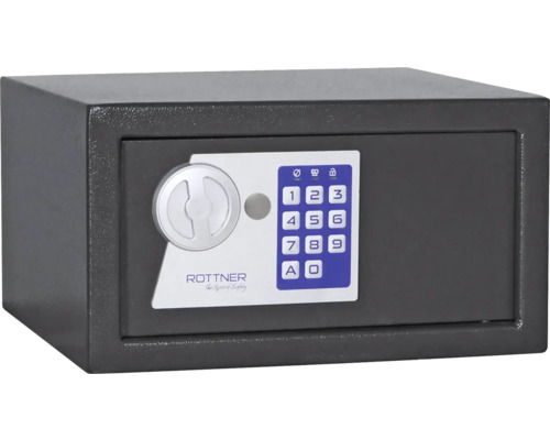 Seif gri cu cod numeric și buton rotativ