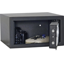 Seif deschis cu cameră, portofel și chei