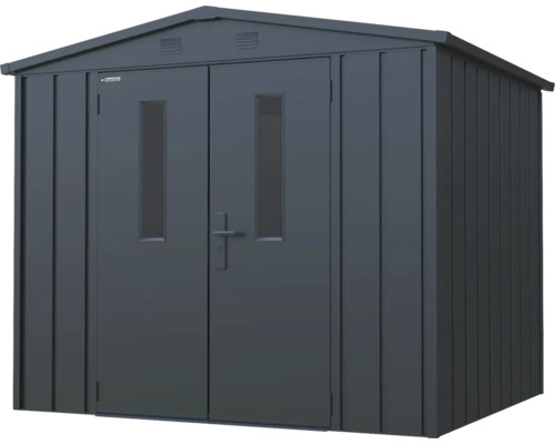 Magazie de grădină metalică cu ușă dublă și ferestre