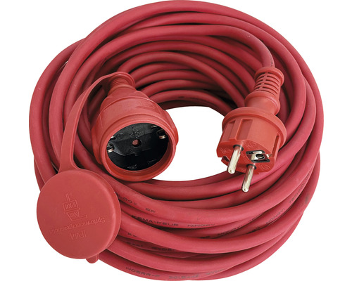 Prelungitor electric 10m 3500W roșu, cablu cauciuc natural, pentru exterior IP44