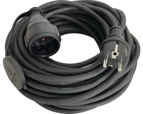Prelungitor electric 10m 3500W negru, cablu cauciuc natural, pentru exterior IP44