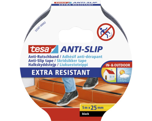 Bandă antiderapantă Tesa, extra rezistentă, 5 metri pe 25 milimetri