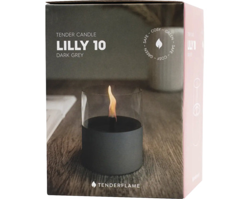 Ambalajul lumânării Tenderflame Lilly 10 în gri închis