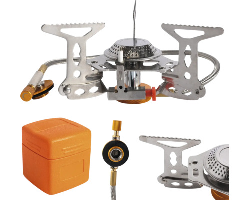 Aragaz de camping cu conexiune, supapă de combustibil și cutie de depozitare