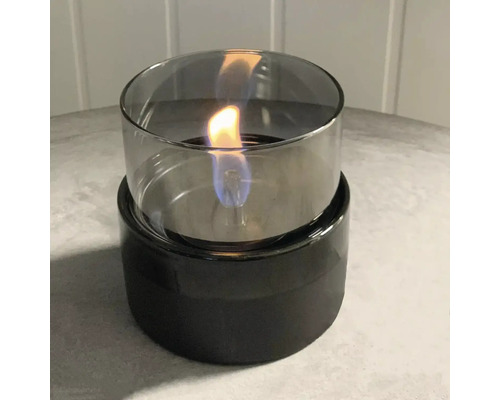 Lampă de masă decorativă cu cilindru de sticlă și flacără