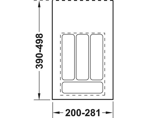 Desen tehnic cu dimensiunile 390 până la 498 și 200 până la 281