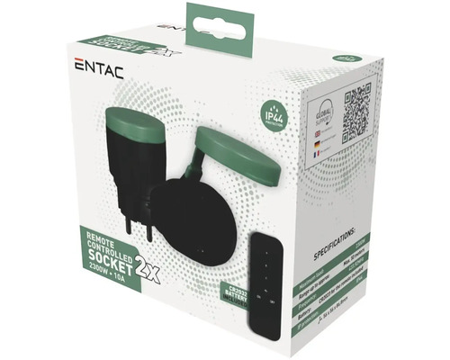 Set de două prize wireless Entac cu telecomandă în ambalaj
