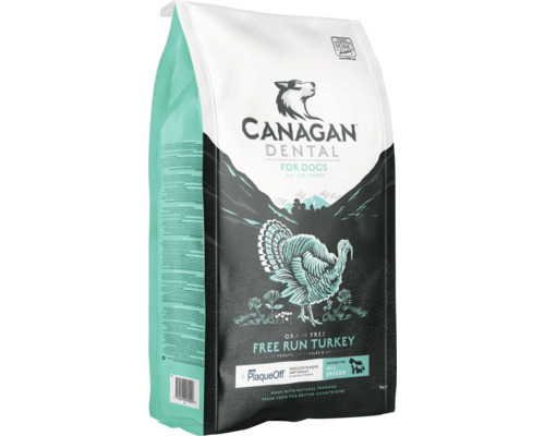 Canagan Dental hrană uscată pentru câini cu curcan crescut în aer liber, potrivită pentru toate rasele și categoriile de vârstă