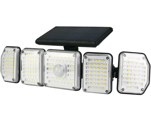 Aplică solară cu LED Entac 486 lumeni 3000-6400K, senzor de mișcare, plastic negru