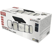 Lampă solară cu LED Entac 486 lumeni 3000-6400K, senzor de mișcare, plastic negru