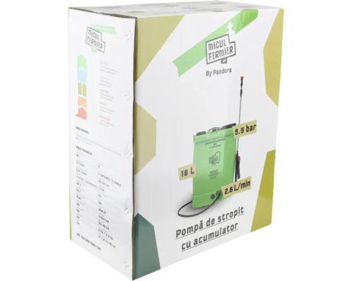 Ambalajul unei pompe de stropit cu acumulator Micul Fermier cu o capacitate de 18 litri